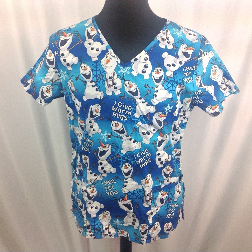Disney Olaf from Frozen Nurse Scrub Size Medium